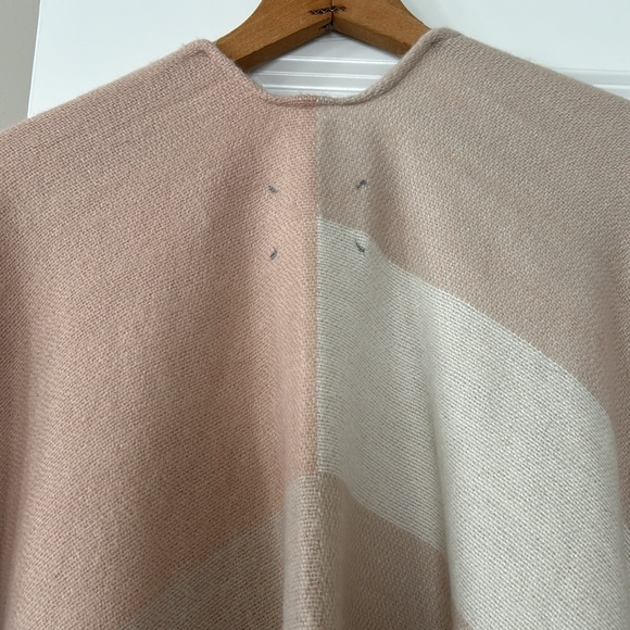 SOIA & KYO Color Block Fringed Wrap Scarfigan Poncho in Pale Pink, Tan & Cream - Picture 11 of 14